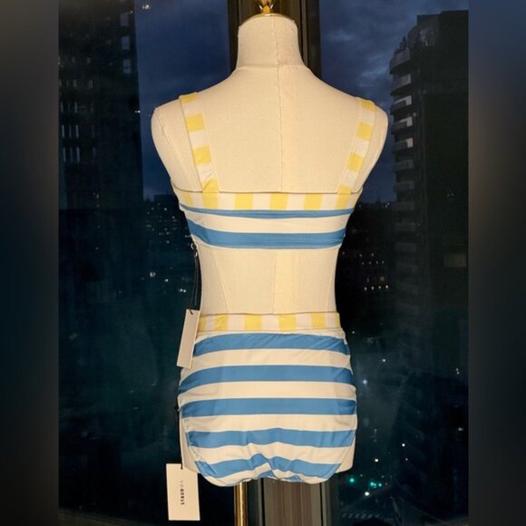 🆕 STAUD 🧿 NWT ColorBlock Stripe Bikini Set: Liv Top Sz L + Devon Bottom Sz XL - Picture 10 of 16